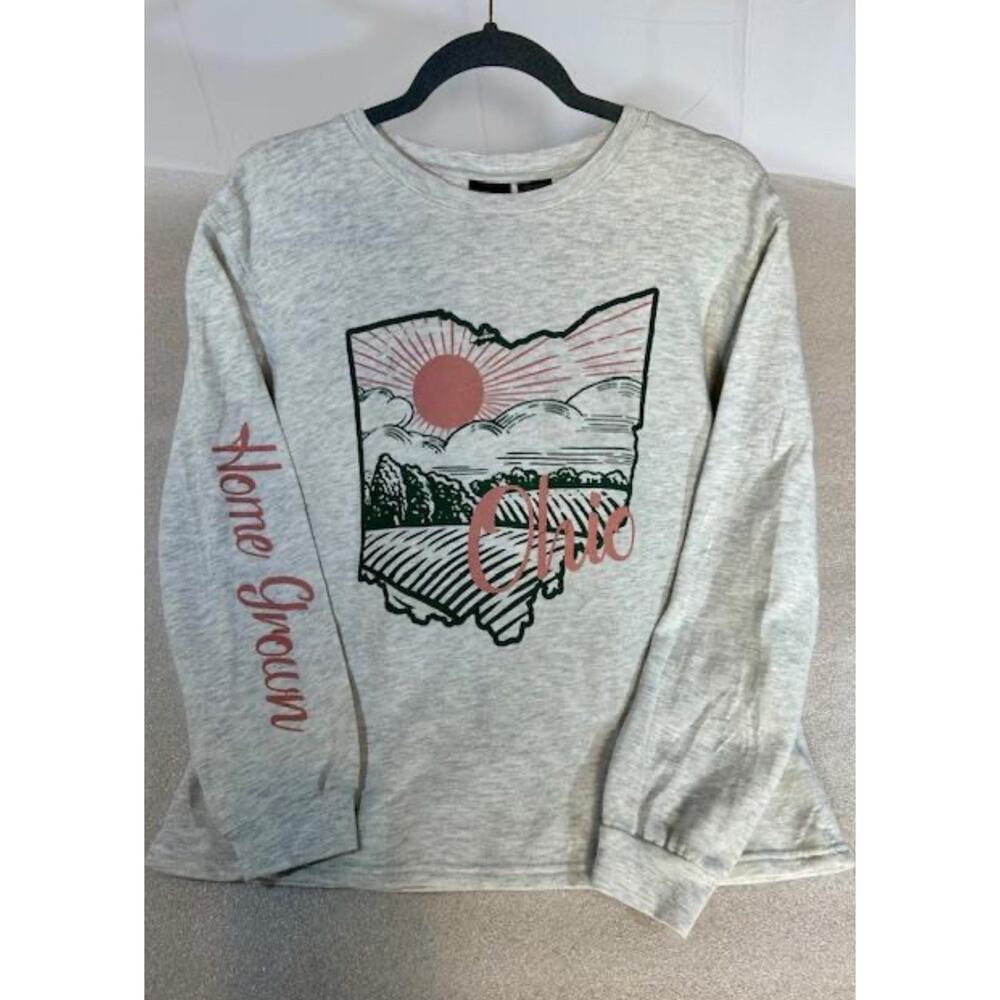Mad‎ Engine Ohio Home Grown Graphic Crewneck Sweatshirt Women Large Farmhouse
